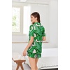 image:imageEkouaer Pajamas for Women Set Button Up Sleepwear 2 Piece Pjs Lounge Set Short Sleeve NightwearLeaves