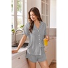 image:imageEkouaer Pajamas for Women Set Button Up Sleepwear 2 Piece Pjs Lounge Set Short Sleeve NightwearLight Gray