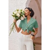 image:imageEkouaer Pajamas for Women Set Button Up Sleepwear 2 Piece Pjs Lounge Set Short Sleeve NightwearLight Green