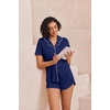 image:imageEkouaer Pajamas for Women Set Button Up Sleepwear 2 Piece Pjs Lounge Set Short Sleeve NightwearNavy