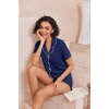image:imageEkouaer Pajamas for Women Set Button Up Sleepwear 2 Piece Pjs Lounge Set Short Sleeve NightwearNavy