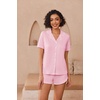 image:imageEkouaer Pajamas for Women Set Button Up Sleepwear 2 Piece Pjs Lounge Set Short Sleeve NightwearPink
