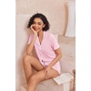image:imageEkouaer Pajamas for Women Set Button Up Sleepwear 2 Piece Pjs Lounge Set Short Sleeve NightwearPink