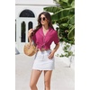 image:imageEkouaer Pajamas for Women Set Button Up Sleepwear 2 Piece Pjs Lounge Set Short Sleeve NightwearRose Red