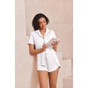 image:imageEkouaer Pajamas for Women Set Button Up Sleepwear 2 Piece Pjs Lounge Set Short Sleeve NightwearWhite