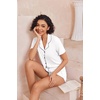 image:imageEkouaer Pajamas for Women Set Button Up Sleepwear 2 Piece Pjs Lounge Set Short Sleeve NightwearWhite