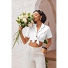 image:imageEkouaer Pajamas for Women Set Button Up Sleepwear 2 Piece Pjs Lounge Set Short Sleeve NightwearWhite