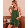 image:imageEkouaer Pajamas for Women Set Soft Cami Short Sets 2 Pieces Pjs Sleepwear V Neck Loungewear with PocketsArmy Green