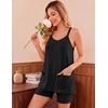 image:imageEkouaer Pajamas for Women Set Soft Cami Short Sets 2 Pieces Pjs Sleepwear V Neck Loungewear with PocketsBlack