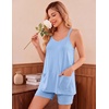 image:imageEkouaer Pajamas for Women Set Soft Cami Short Sets 2 Pieces Pjs Sleepwear V Neck Loungewear with PocketsLight Blue