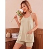 image:imageEkouaer Pajamas for Women Set Soft Cami Short Sets 2 Pieces Pjs Sleepwear V Neck Loungewear with PocketsLight Brown