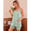 image:imageEkouaer Pajamas for Women Set Soft Cami Short Sets 2 Pieces Pjs Sleepwear V Neck Loungewear with PocketsLight Green