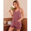 image:imageEkouaer Pajamas for Women Set Soft Cami Short Sets 2 Pieces Pjs Sleepwear V Neck Loungewear with PocketsPurplered