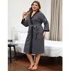 image:imageEkouaer Plus Size Robe for Women Waffle Knit Bathrobe Short Lightweight Kimono Robes with Pockets Maternity Robe SXXLDark Gray