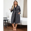 image:imageEkouaer Plus Size Robe for Women Waffle Knit Bathrobe Short Lightweight Kimono Robes with Pockets Maternity Robe SXXLDark Gray