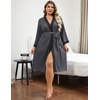 image:imageEkouaer Plus Size Robe for Women Waffle Knit Bathrobe Short Lightweight Kimono Robes with Pockets Maternity Robe SXXLDark Gray