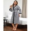image:imageEkouaer Plus Size Robe for Women Waffle Knit Bathrobe Short Lightweight Kimono Robes with Pockets Maternity Robe SXXLLight Gray