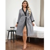 image:imageEkouaer Plus Size Robe for Women Waffle Knit Bathrobe Short Lightweight Kimono Robes with Pockets Maternity Robe SXXLLight Gray