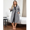 image:imageEkouaer Plus Size Robe for Women Waffle Knit Bathrobe Short Lightweight Kimono Robes with Pockets Maternity Robe SXXLLight Gray