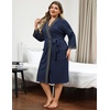 image:imageEkouaer Plus Size Robe for Women Waffle Knit Bathrobe Short Lightweight Kimono Robes with Pockets Maternity Robe SXXLNavy Blue