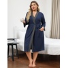 image:imageEkouaer Plus Size Robe for Women Waffle Knit Bathrobe Short Lightweight Kimono Robes with Pockets Maternity Robe SXXLNavy Blue