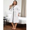 image:imageEkouaer Plus Size Robe for Women Waffle Knit Bathrobe Short Lightweight Kimono Robes with Pockets Maternity Robe SXXLWhite
