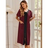 image:imageEkouaer Robes For Women Zipper Front Bathrobe Short Sleeve House Coat Long Nightgown With Pockets Soft Loungewear