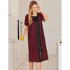 image:imageEkouaer Robes For Women Zipper Front Bathrobe Short Sleeve House Coat Long Nightgown With Pockets Soft Loungewear