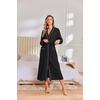 image:imageEkouaer Robes for Women Lightweight Knit Waffle Bathrobe Full Length Kimono Casual Ladies LoungewearBlack