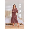 image:imageEkouaer Robes for Women Lightweight Knit Waffle Bathrobe Full Length Kimono Casual Ladies LoungewearGray Purple