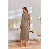 image:imageEkouaer Robes for Women Lightweight Knit Waffle Bathrobe Full Length Kimono Casual Ladies LoungewearKhaki