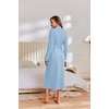 image:imageEkouaer Robes for Women Lightweight Knit Waffle Bathrobe Full Length Kimono Casual Ladies LoungewearLight Blue