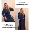 image:imageEkouaer Robes for Women Lightweight Knit Waffle Bathrobe Full Length Kimono Casual Ladies LoungewearNavy Blue