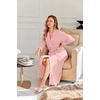 image:imageEkouaer Robes for Women Lightweight Knit Waffle Bathrobe Full Length Kimono Casual Ladies LoungewearPink