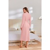 image:imageEkouaer Robes for Women Lightweight Knit Waffle Bathrobe Full Length Kimono Casual Ladies LoungewearPink