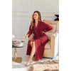 image:imageEkouaer Robes for Women Lightweight Knit Waffle Bathrobe Full Length Kimono Casual Ladies LoungewearWine Red