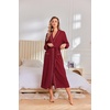 image:imageEkouaer Robes for Women Lightweight Knit Waffle Bathrobe Full Length Kimono Casual Ladies LoungewearWine Red