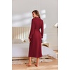 image:imageEkouaer Robes for Women Lightweight Knit Waffle Bathrobe Full Length Kimono Casual Ladies LoungewearWine Red