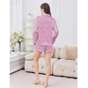 image:imageEkouaer Satin Pajamas Set for Women 2 Piece Silky Long Sleeve and Ruffle Shorts Pajamas Button Down Pjs Loungewear SetPineapple Coconut Tree
