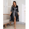 image:imageEkouaer Silk Robes for Women Lace Trim Satin Robe 34 Sleeve Kimono Bathrobe Bride Bridesmaid Wedding Party Sleepwear SXXLBlack