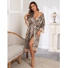 image:imageEkouaer Silk Robes for Women Lace Trim Satin Robe 34 Sleeve Kimono Bathrobe Bride Bridesmaid Wedding Party Sleepwear SXXLBrown Leopard