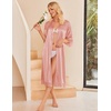 image:imageEkouaer Silk Robes for Women Lace Trim Satin Robe 34 Sleeve Kimono Bathrobe Bride Bridesmaid Wedding Party Sleepwear SXXLDusty Rose