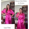 image:imageEkouaer Silk Robes for Women Lace Trim Satin Robe 34 Sleeve Kimono Bathrobe Bride Bridesmaid Wedding Party Sleepwear SXXLHot Pink