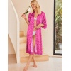 image:imageEkouaer Silk Robes for Women Lace Trim Satin Robe 34 Sleeve Kimono Bathrobe Bride Bridesmaid Wedding Party Sleepwear SXXLHot Pink Leopard