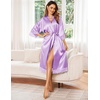 image:imageEkouaer Silk Robes for Women Lace Trim Satin Robe 34 Sleeve Kimono Bathrobe Bride Bridesmaid Wedding Party Sleepwear SXXLLavender