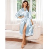 image:imageEkouaer Silk Robes for Women Lace Trim Satin Robe 34 Sleeve Kimono Bathrobe Bride Bridesmaid Wedding Party Sleepwear SXXLLight Blue
