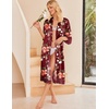 image:imageEkouaer Silk Robes for Women Lace Trim Satin Robe 34 Sleeve Kimono Bathrobe Bride Bridesmaid Wedding Party Sleepwear SXXLRed Floral