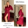image:imageEkouaer Silk Robes for Women Lace Trim Satin Robe 34 Sleeve Kimono Bathrobe Bride Bridesmaid Wedding Party Sleepwear SXXLWine Red
