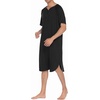 image:imageEkouaer Sleepwear Mens Nightshirt Short Sleeve Pajamas Comfy Big amp Tall Henley Sleep Shirt MXXXLBlack