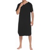 image:imageEkouaer Sleepwear Mens Nightshirt Short Sleeve Pajamas Comfy Big amp Tall Henley Sleep Shirt MXXXLBlack
